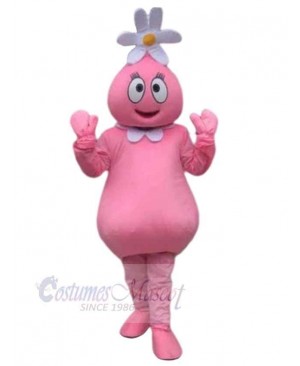 Pink Snowman Mascot Costume Cartoon