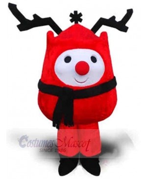 Red Clothes Snowman Mascot Costume Cartoon