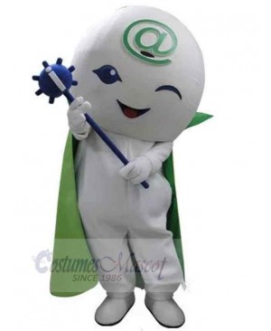 Snowman Mascot Costume with Green Cape