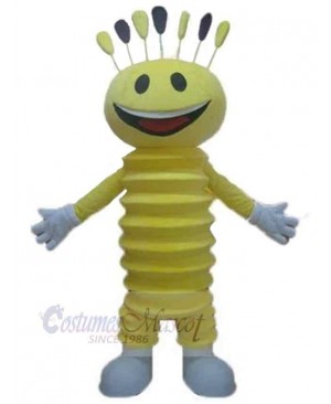 Yellow Cheerful Snowman Mascot Costume Cartoon