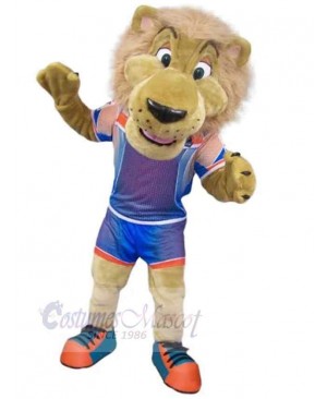 Smiling College Lion Mascot Costume Animal