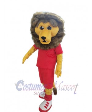 Sport Lion in Red T-shirt Mascot Costume Animal