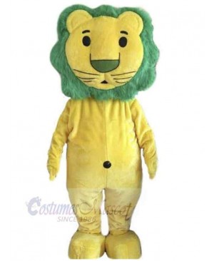 Green Hair Yellow Lion Mascot Costume Animal