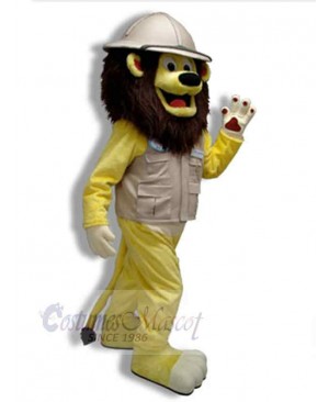 Waving Yellow Lion Mascot Costume Animal