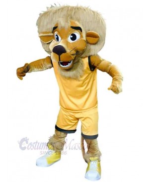 Lion Mascot Costume Animal in Yellow Sportswear