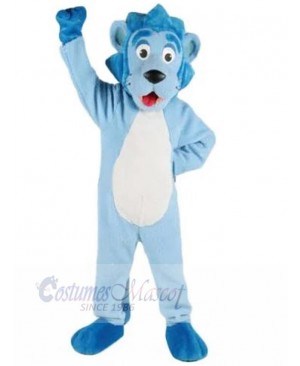 Lovable Blue Lion Mascot Costume Animal