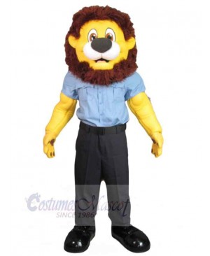 Staff Lion Mascot Costume Animal in Blue Uniform