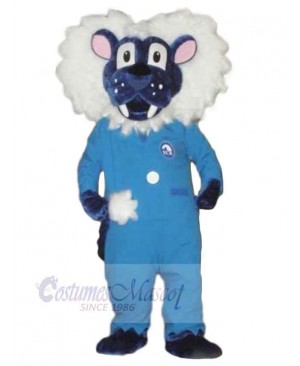 Blue and White Lion Mascot Costume Animal