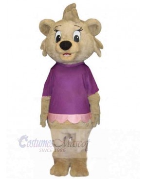 Girl Lion Mascot Costume Animal in Purple T-shirt