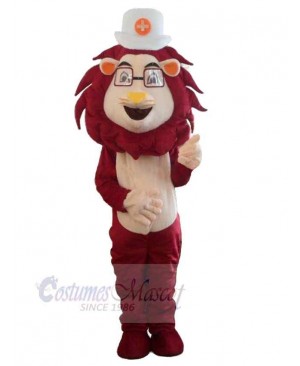 Red Mane Lion Doctor Mascot Costume Animal