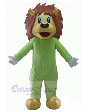 Male Lion Mascot Costume Animal in Green Outfit