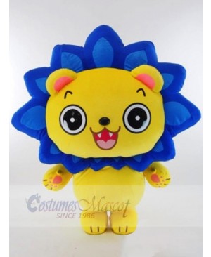 Blue Mane Yellow Lion Mascot Costume Animal