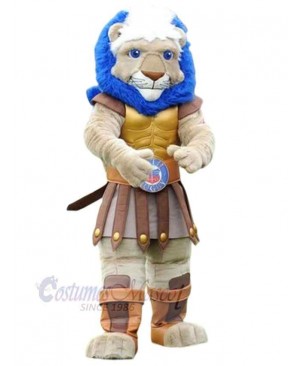 Knight Blue Mane Lion Mascot Costume Animal