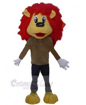 Red Haired Cartoon Lion Mascot Costume Animal