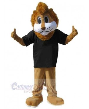 Lion Mascot Costume Animal in Black T-shirt