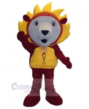 Yellow Mane Red Lion Mascot Costume Animal