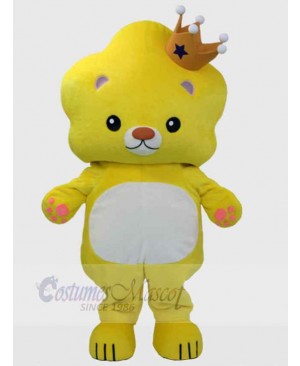 Brown Crown Yellow Lion Mascot Costume Animal