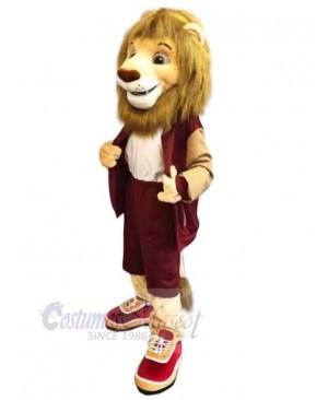 Happy Lion Mascot Costume Animal with Red Shoes