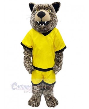 Leopard Mascot Costume Animal in Yellow Sportsuits