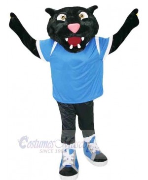 Panther Mascot Costume Adult in Blue T-shirt