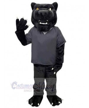 Black Panther Mascot Costume Animal in Grey T-shirt