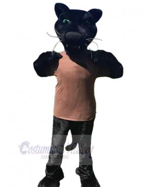 Black Panther Mascot Costume Animal in Brown Clothes