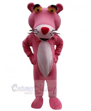 Cheerful Pink Panther Mascot Costume Animal