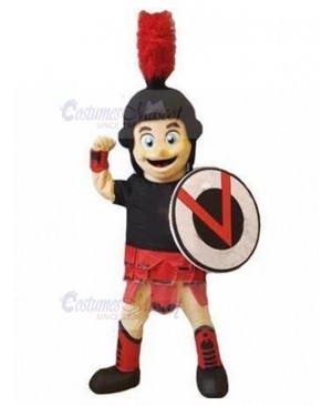 Spartan Knight with Red Armor Mascot Costume People