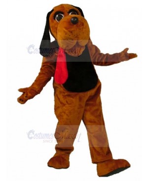 Brown Bloodhound Dog Mascot Costume with Long Black Ears