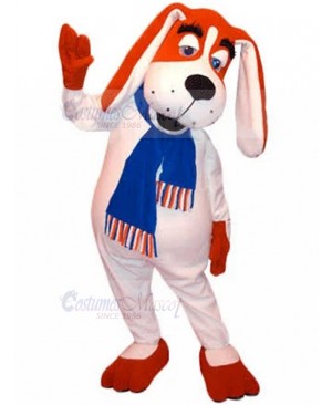 Long-Eared Red and White Dog Mascot Costume with Blue Scarf Animal