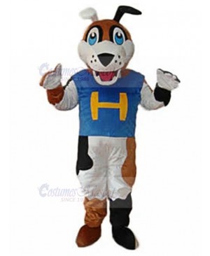 Black and White Mitt Dog Mascot Costume in Blue Jersey Animal