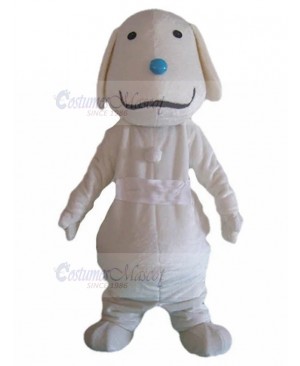 White Labrador Retriever Dog Mascot Costume with Blue Nose Animal