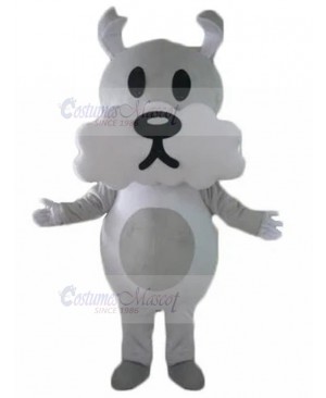 White and Gray Schnauzer Dog Mascot Costume Animal