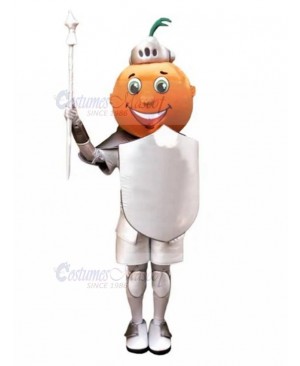 Orange Cartoon Knight Mascot Costume	