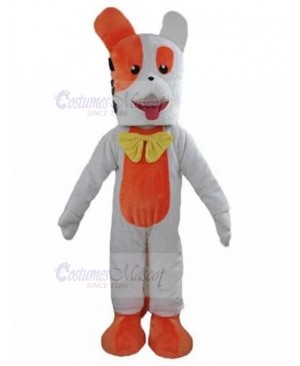 Funny White and Orange Dog Mascot Costume with Yellow Bow Tie Animal