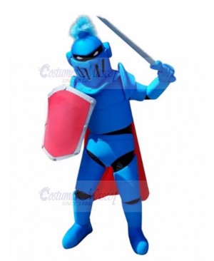 Blue Knight with Red Shield Mascot Costume People	