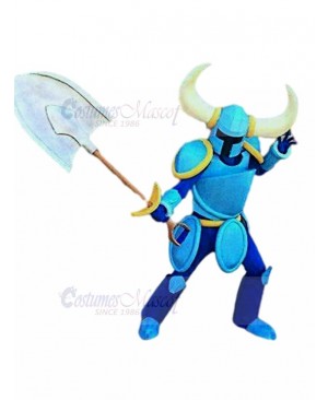 Blue Knight with Shovel Mascot Costume People