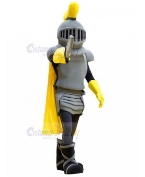 Grey Knight with Yellow Cape Mascot Costume People