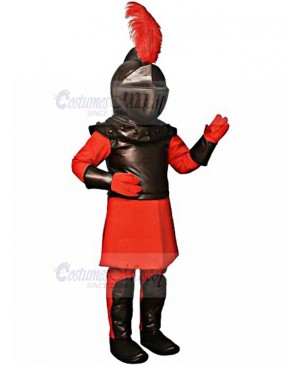 Roman Knight in Red Armor Mascot Costume People