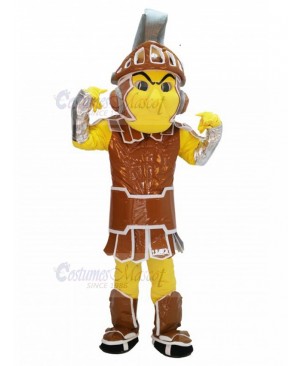 Spartan Knight with Brown Armor Mascot Costume People