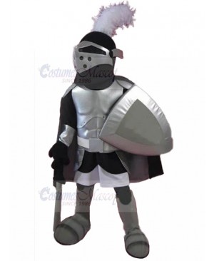 Medieval Knight with White Tassel Mascot Costume People