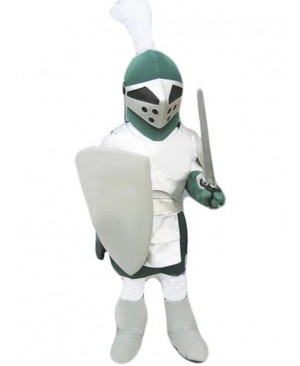 Medieval Knight with Grey Shield Mascot Costume People