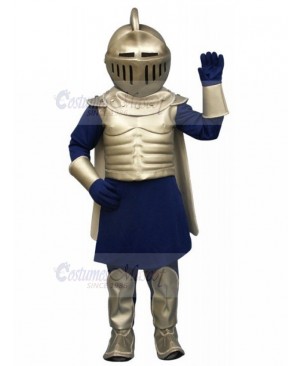 Silver and Blue Roman Knight Mascot Costume People	