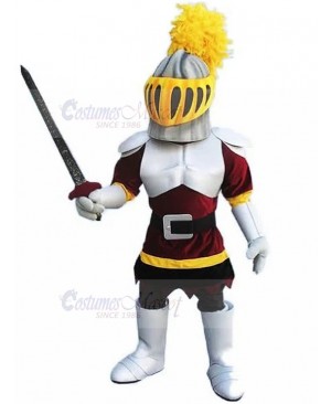 White and Red Ancient Roman Knight Mascot Costume People