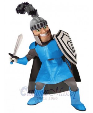 Knight in Columbia Blue Armor Mascot Costume People