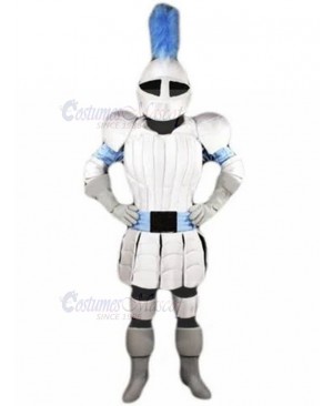 White Roman Knight with Soldier Helmet Mascot Costume People