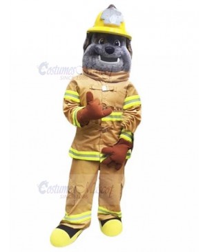 Smiling British Bulldog Fire Dog Mascot Costume