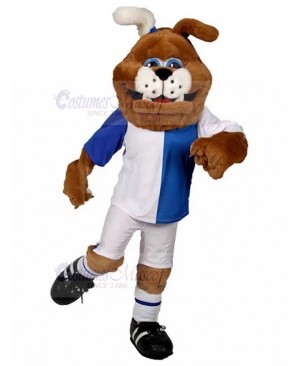 Friendly Brown British BullDog Mascot Costume with Jersey