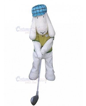 White American Pit Bull Terrier Golfer Dog Mascot Costume
