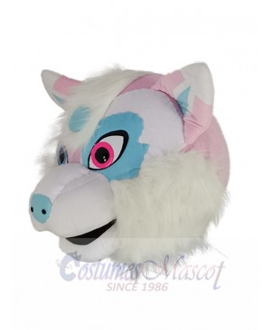 Pink and Blue Husky Dog Mascot Costume Animal Head Only